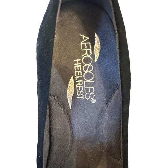 Aerosoles Heelrest Black Suede Round Toe Comfort Stacked 3" Heel sz 5.5 NWOT - Picture 3 of 13